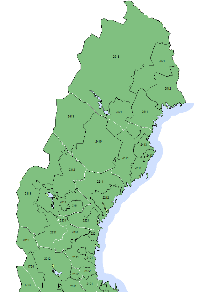 Karta över Sveriges riksområden